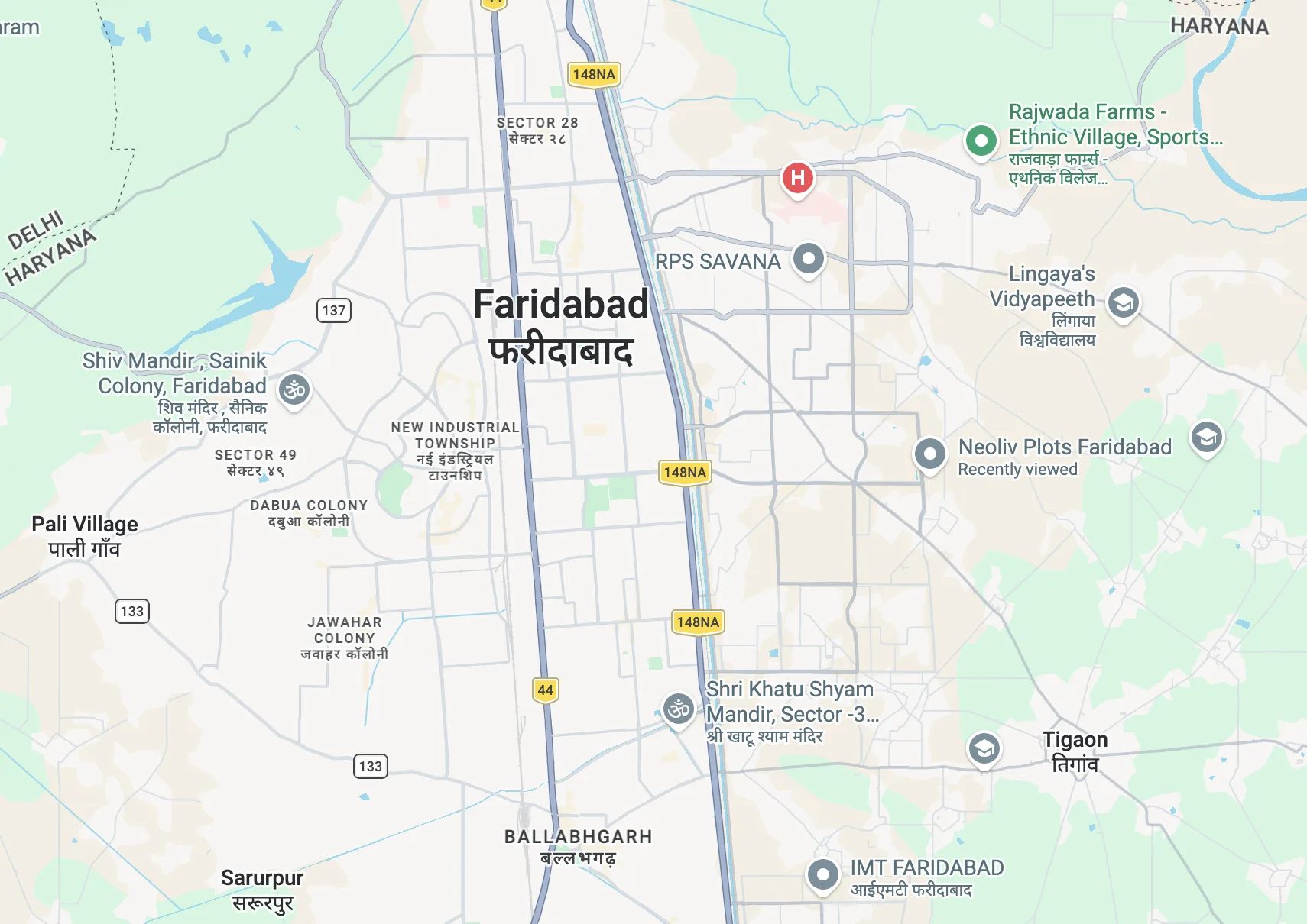 Neoliv Faridabad Location Map Sector 36